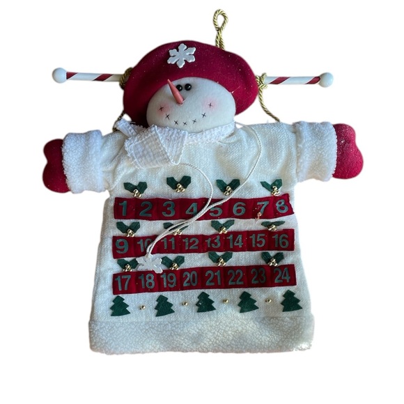 Snowman Christmas Advent Calendar Fabric Pocket Wall Hanging Appliqué - Picture 1 of 4